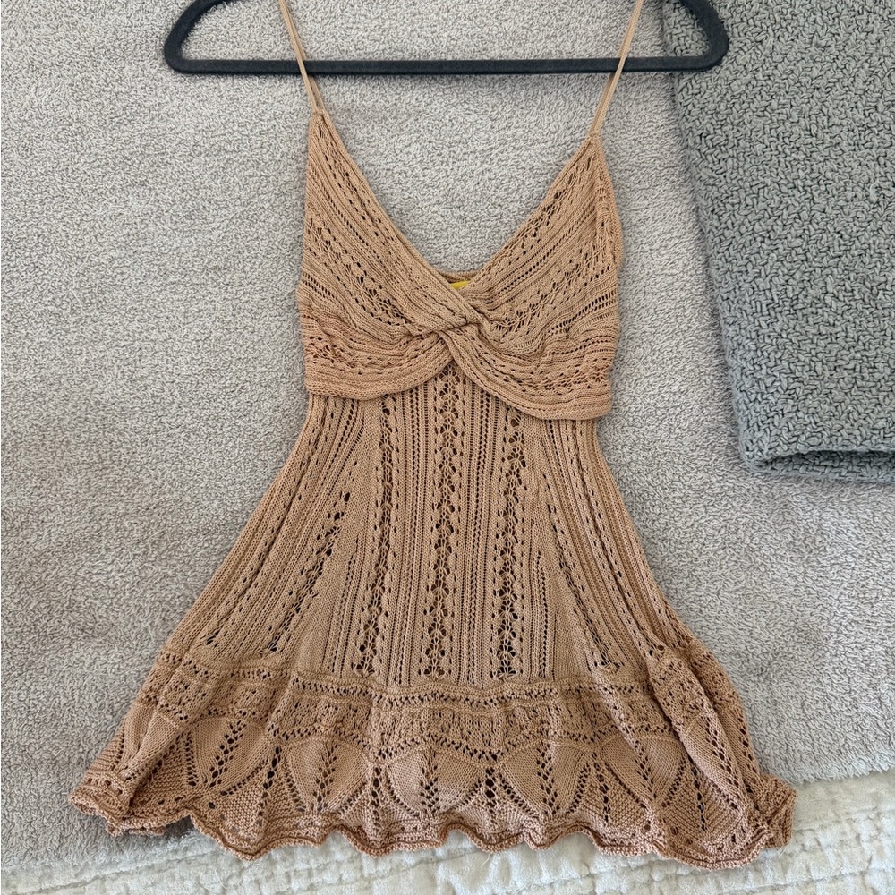 Catherine Malandrino Tan Crochet Tank Top